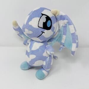 2007 Neopets Cloud Shoyru Plush 7" Blue White Winged Dragon Stuffed Animal Toy